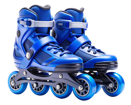 Blue Rollerblade isolated on white or transparent background