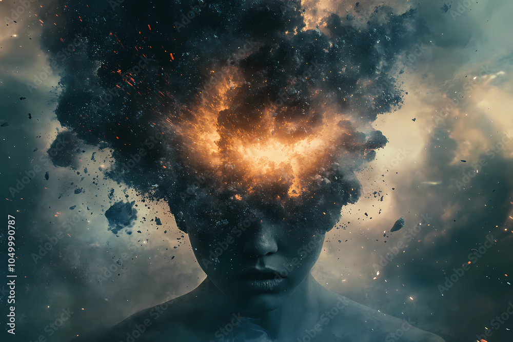 Inner Range Exploding illustration of annual collective mind concept art, exploding mind ...