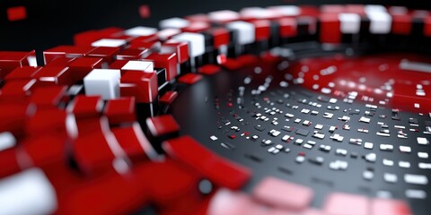 Poster - Abstract Red and White Cube Pattern   Technology  Innovation  Data   Design Concept