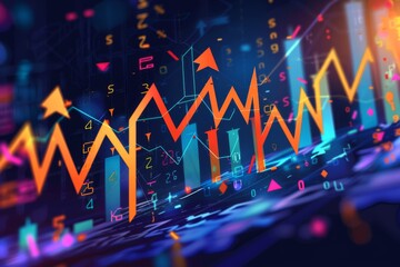 Wall Mural - Business digital graph chart in stock trade market. Growth investment.