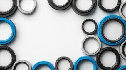 Poster - colorful circular rubber seals on white background