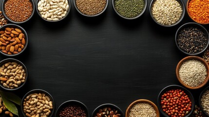 Canvas Print - Assorted Nuts and Seeds on Dark Wooden Background