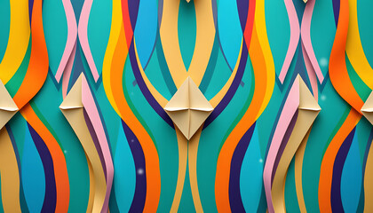 Wall Mural - seamless pattern with colorful stripes isolated with white highlights, png