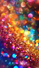 Poster - Vibrant christmas rainbow holographic background with shimmering colors and festive patterns