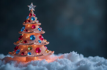 Wall Mural - festive christmas tree ornament in snowy winter wonderland - holiday decor inspiration