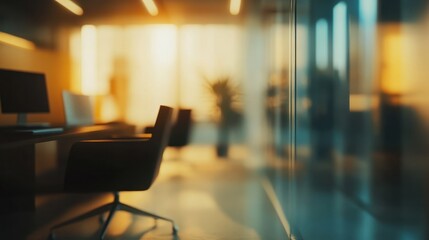 Poster - Abstract blurred office interior room. blurry working space with defocused effect. use for background or backdrop in business concept