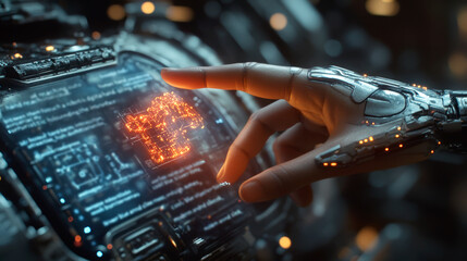 Futuristic Human-Cyber Interaction Displaying Artificial Intelligence and Human Technology Integration