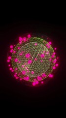 Poster - red round sci fi planet abstract background isolated on black