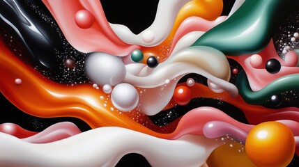 Poster - A dynamic composition of flowing abstract forms in vibrant colors, creating a sense of movement and energy in a stunning display of artistic creativity.