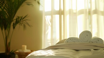 Poster - A serene scene of a patient receiving massage therapy in a tranquil setting, with focus on the therapist��s techniques and calming environment, set against a softly lit