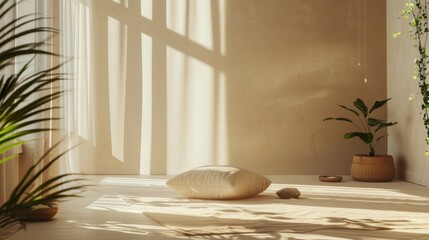 Aufkleber - A serene scene of a patient relaxing during a meditation session in a peaceful therapy room, set against a calming, neutral background