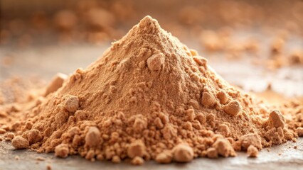 Aufkleber - A close-up of a mound of fine brown powder, a natural ingredient used for baking and cooking, with a soft light illuminating the surface.