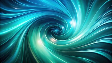 Poster - Abstract Swirling Pattern of Turquoise and Blue Hues with Bright Glowing Center