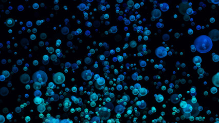 Poster - Abstract water bubble background.Blue sphere pattern design. Abstract Bokeh Christmas