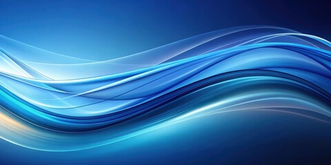 Aufkleber - Abstract blue waves on a gradient background with soft white lines and a subtle glow