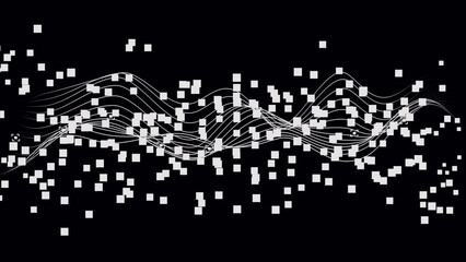 Aufkleber - Abstract white particle background. 3D digital dynamic wave. Flow digital structur. Pattern rectangle visualization.