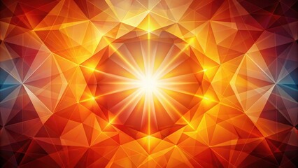 Poster - Abstract Geometric Background with Sunburst Effect in Warm Tones