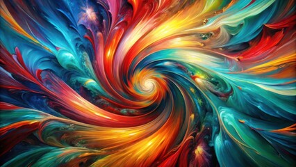Poster - A swirling symphony of colors, each stroke an expression of vibrant energy, creating a mesmerizing vortex of abstract art.