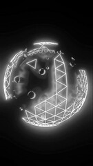 Poster - grey round sci fi planet abstract background isolated on black, vertical background for mobile and smart phones