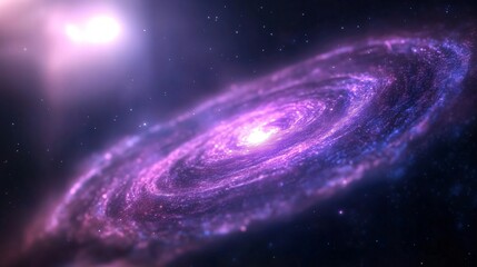 Wall Mural - purple spiral galaxy is rotating in the vast expanse of deep space, surrounded by countless bright s