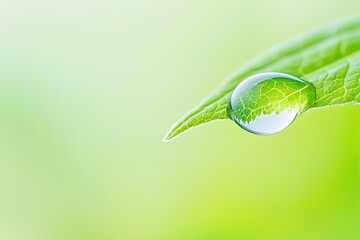 Poster - A Close Look at Early Morning Dew on a Leaf Showcasing Exquisite Vein Patterns