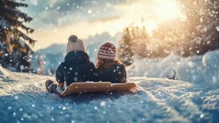 children playing with snow