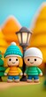 © MNFTs - Playful figurines of children in colorful clothing with a lamppost backdrop.
