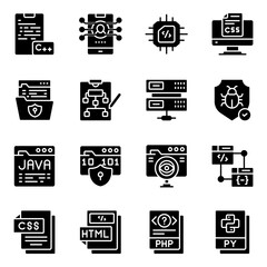 Wall Mural - Set of Programming and Development Solid Icons

