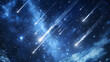 © LovelyArt - Shimmering silver stardust in a deep blue void with streaks of meteors passing