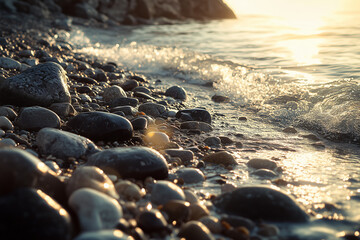 rocky beach landscape with no one
