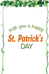 Wall Mural - Wish you a Happy St. Patrick's Day Card, st patricks day background, St Patrick's Day background, Clover Round Frame For St. Patrick’s Day Background, Ireland Irish header, Green clover border