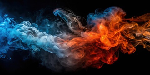 Poster - Abstract Colorful Smoke Swirls in a Dynamic Composition on a Dark Background