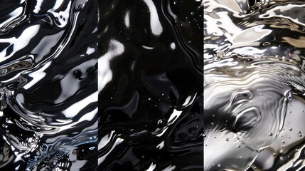 Poster - Abstract liquid metal designs creating fluid, dynamic visual art. Illustrations