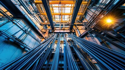 Power Cables Hanging from Ceiling in Industrial Setting