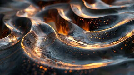 Poster - Liquid metal art capturing the movement and flow of molten materials.