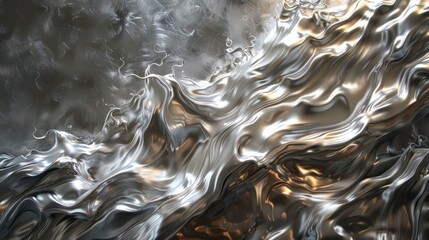 Poster - Liquid metal art capturing the movement and flow of molten materials.