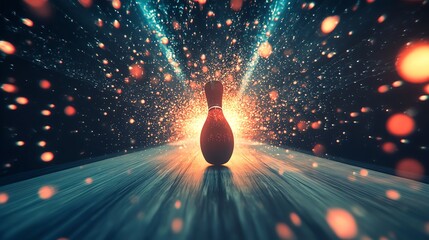 Poster - A bowling pin with a stock chart rising above it.