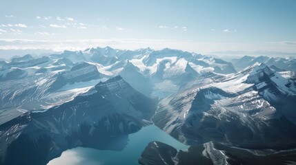 Aufkleber - A breathtaking view of the serene lakes and snow-capped peaks of the Canadian Rockies with clear blue skies and tranquil waters, alpine setting with cool blues and crisp whites, Canadian Rockies style