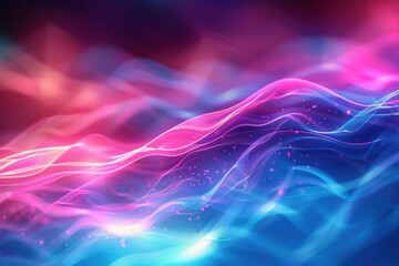 Poster - Vibrant abstract background with flowing pink and blue light waves