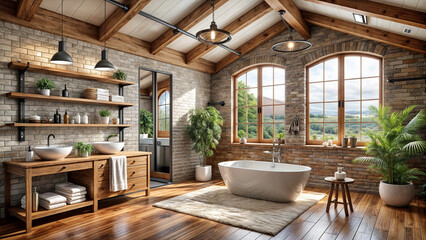 Wall Mural - interior bathroom, high tech, loft