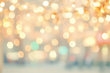 Wall Mural - soft golden and white bokeh lights on a warm gradient background. blurred abstract photography with 