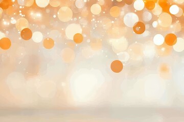 Wall Mural - soft golden and white bokeh lights on a warm gradient background. blurred abstract photography with 