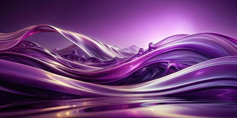 Poster - Abstract Purple Liquid Waves Flowing Over a Smooth Surface