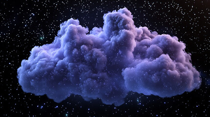 Wall Mural - 3d render of purple smoke clouds with stars on black background