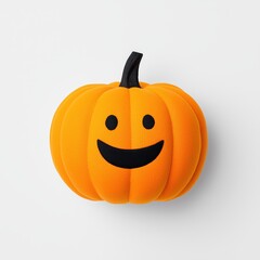 A vibrant orange pumpkin with a cheerful smiley face, perfect for Halloween decorations.