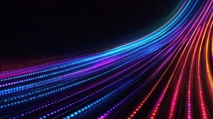 Poster - A vibrant display of colorful light trails moving dynamically against a dark background, creating an energetic and modern visual effect.