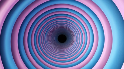 Poster - A swirling pattern of concentric circles in blue and pink hues, drawing the viewer's eye toward a central black void.