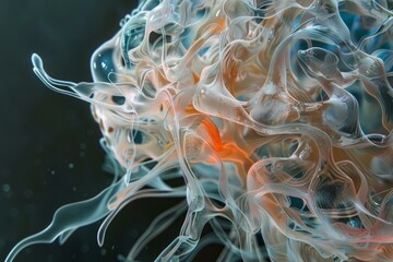 Poster - Complex organic structure with intricate patterns is swirling in a dark environment