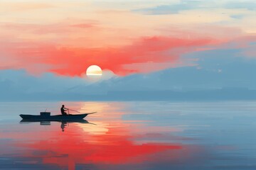 Poster - Pale blue background enhances composition elements with clean contrast and harmonious palette