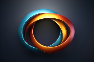 Poster - Minimalist composition of intersecting circles in various sizes and colors for optical lens effect